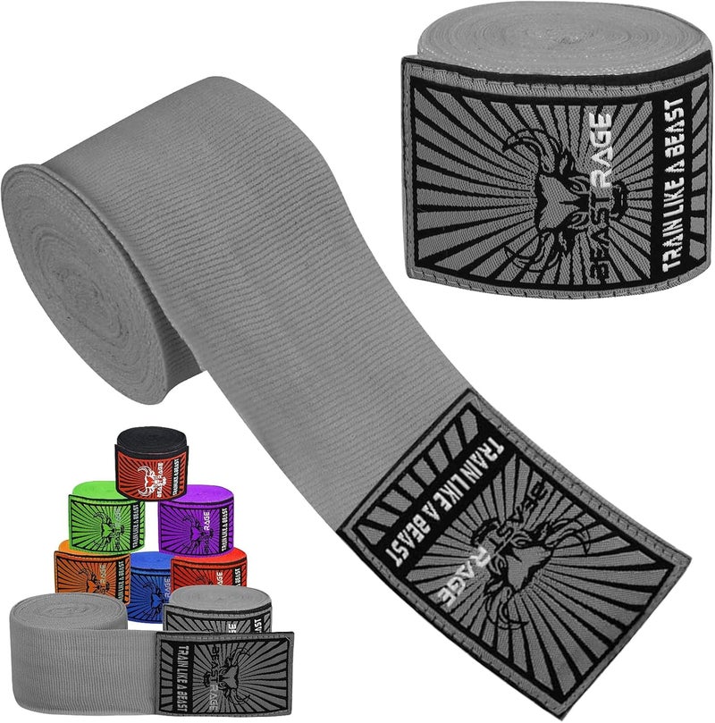BEAST RAGE Boxing Hand Wraps for MMA Kickboxing Wrist Wraps Professional Adult 180" Semi-Elastic Martial Arts Inner Gloves Heavy Bag Handwraps Muay Thai Thumb Straps - Image 1